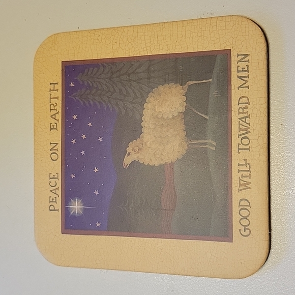 Set of 4 Christmas, Sheep Coasters.  Peace on Earth Good Will Toward Men. 😍 - Picture 3 of 7